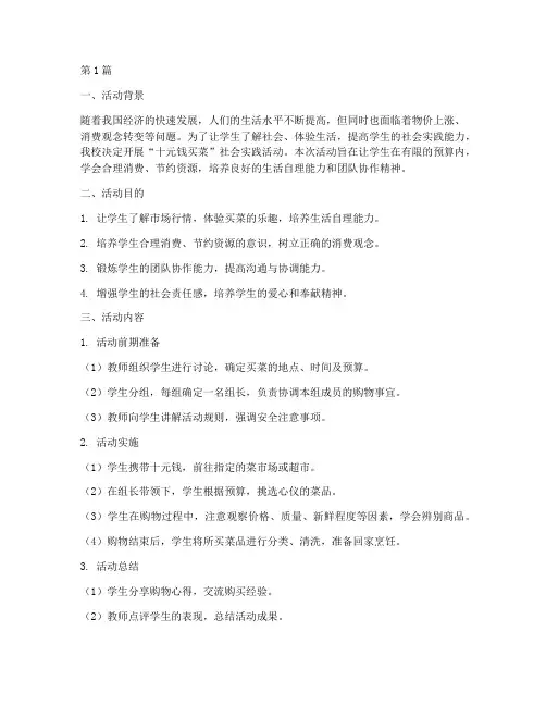 十元钱买菜社会实践活动(3篇)