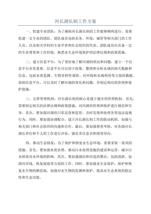 河长湖长制工作方案