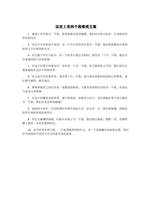 这世上有两个我唯美文案