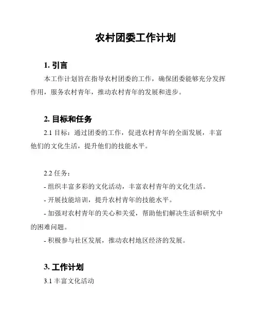 农村团委工作计划