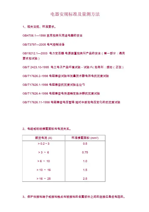 电器安规标准及测量方法