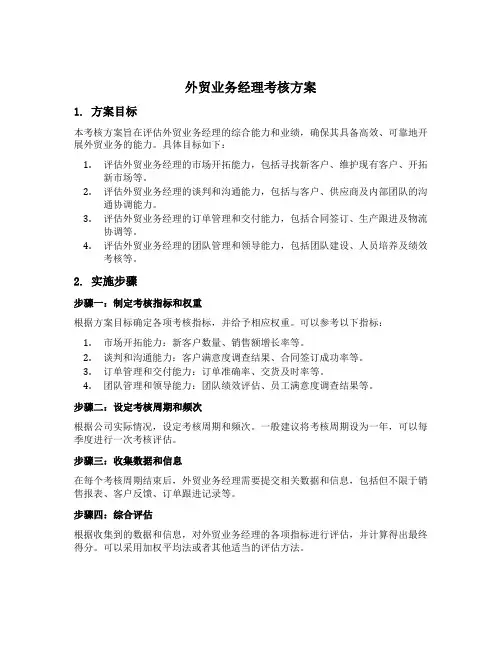 外贸业务经理考核方案