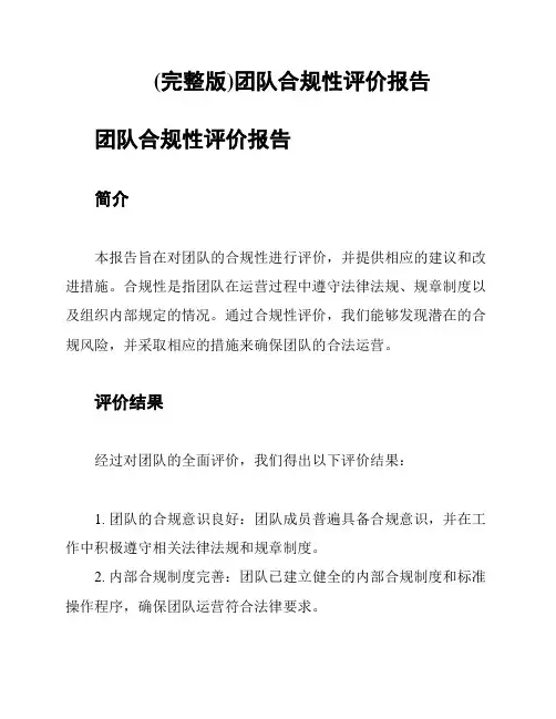 (完整版)团队合规性评价报告