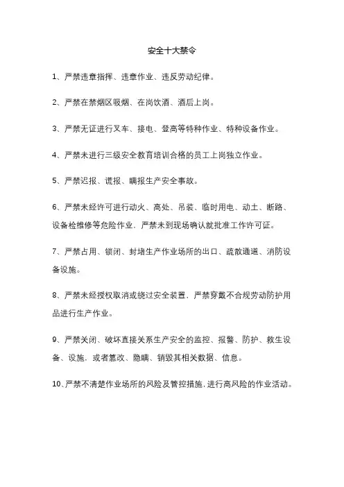 安全十大禁令