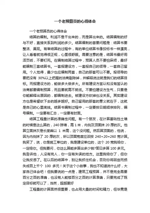一个老预算员的心得体会