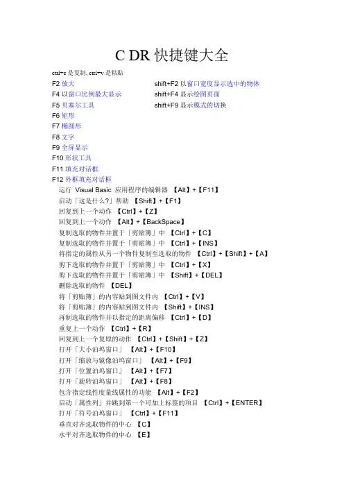 C_DR快捷键大全