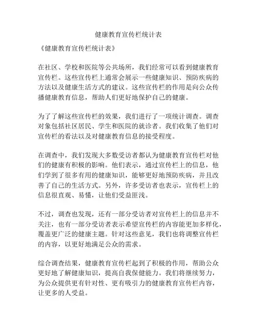 健康教育宣传栏统计表