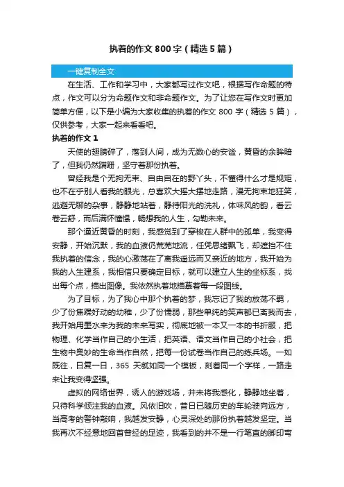 执着的作文800字（精选5篇）