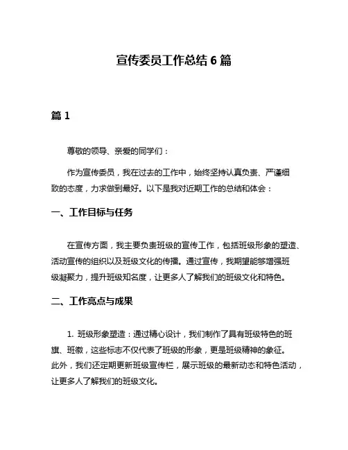 宣传委员工作总结6篇