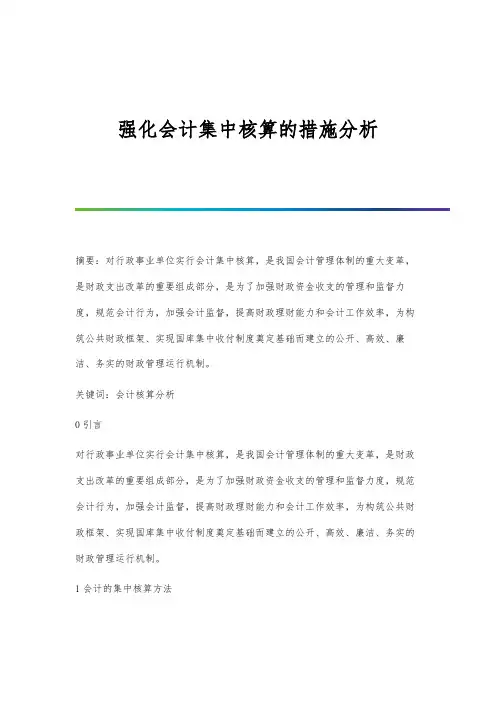 强化会计集中核算的措施分析