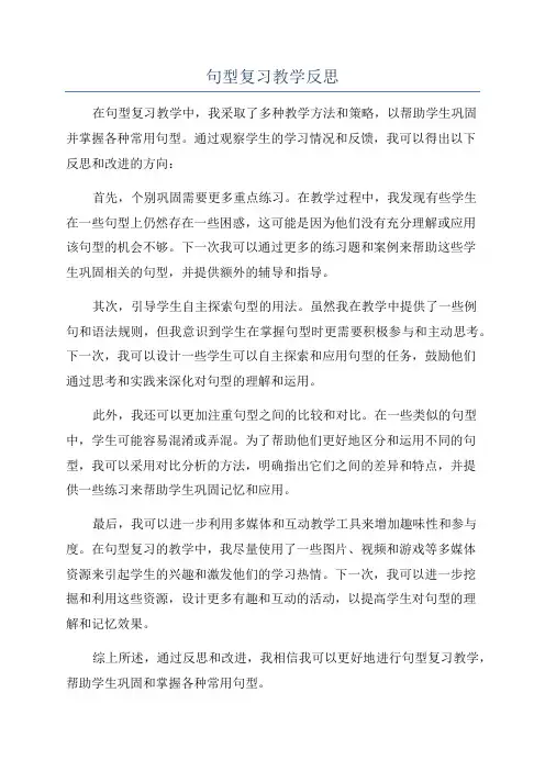 句型复习教学反思