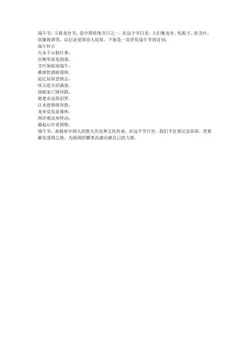 抒发端午节的诗词