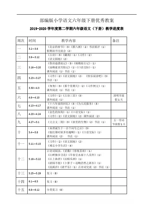 2020年部编版小学语文六年级下册优秀教案全册