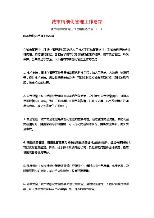 城市精细化管理工作总结2篇