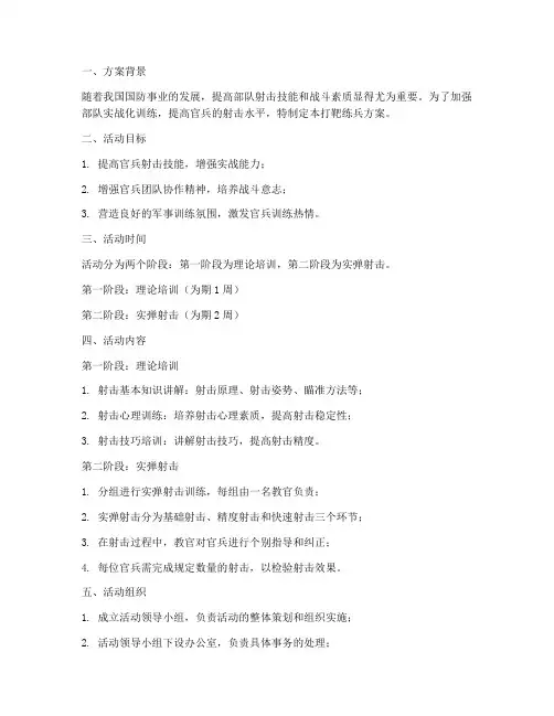 打靶练兵方案策划书模板