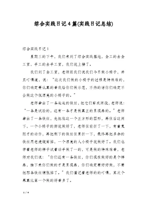综合实践日记4篇(实践日记总结)