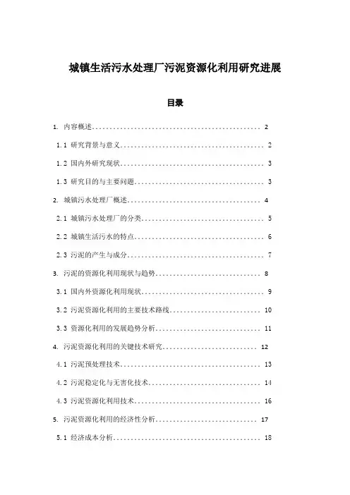 城镇生活污水处理厂污泥资源化利用研究进展