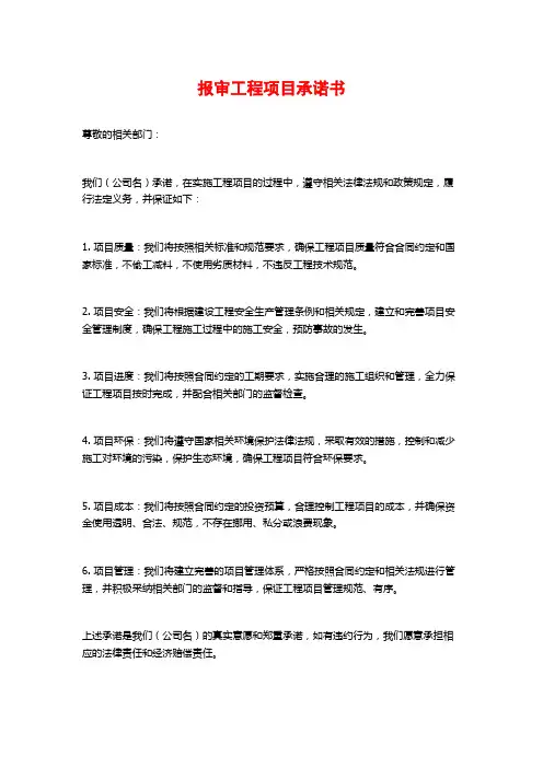 报审工程项目承诺书