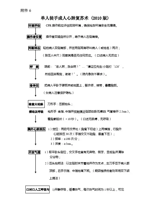 单人徒手成人心肺复苏术 (2010版)