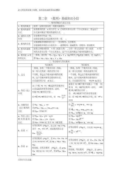 人教版高中数学必修五《数列》基础知识要点总结知识分享