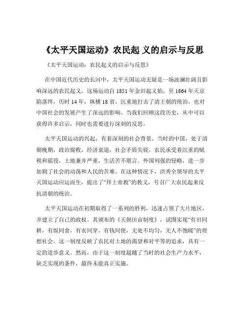 《太平天国运动》农民起 义的启示与反思
