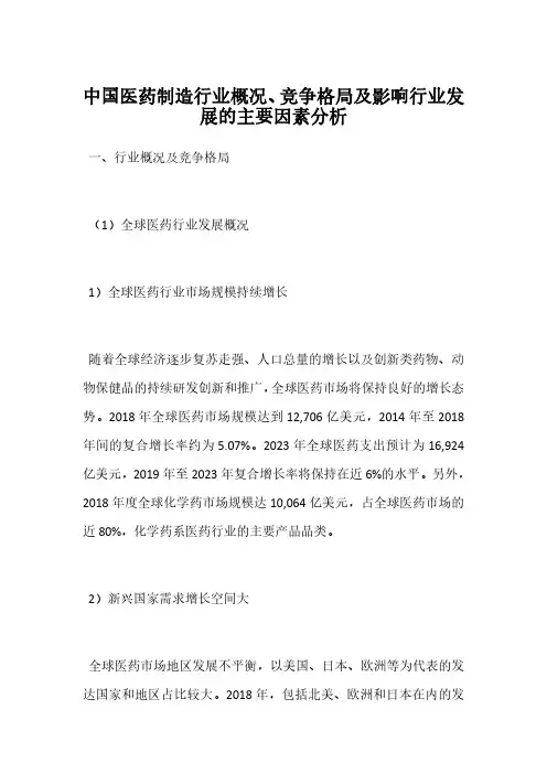 中国医药制造行业概况、竞争格局及影响行业发展的主要因素分析