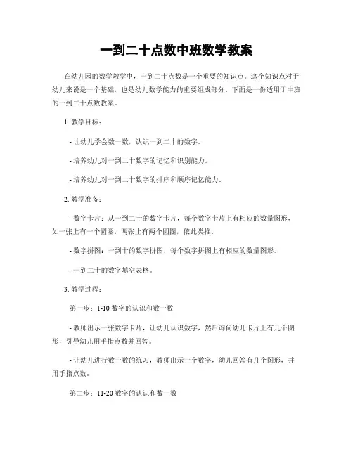 一到二十点数中班数学教案