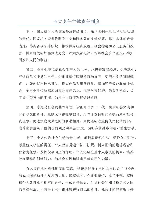五大责任主体责任制度