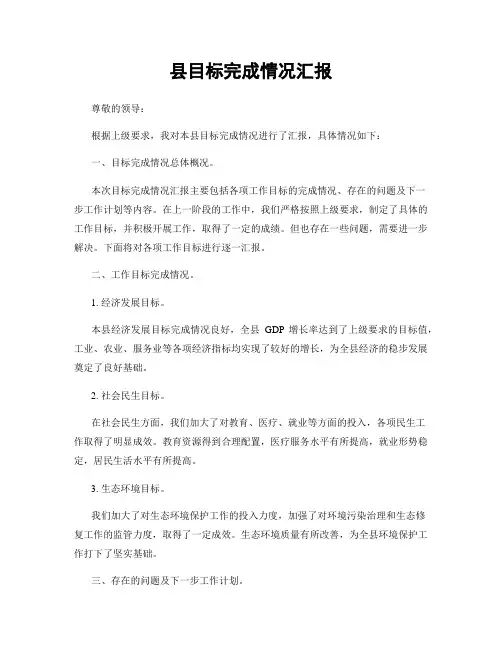 县目标完成情况汇报