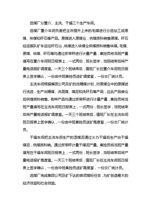 选煤厂工艺流程