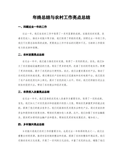 年终总结与农村工作亮点总结