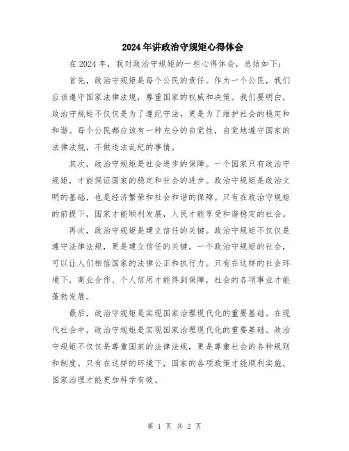 2024年讲政治守规矩心得体会