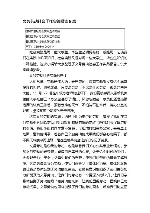 义务劳动社会工作实践报告5篇