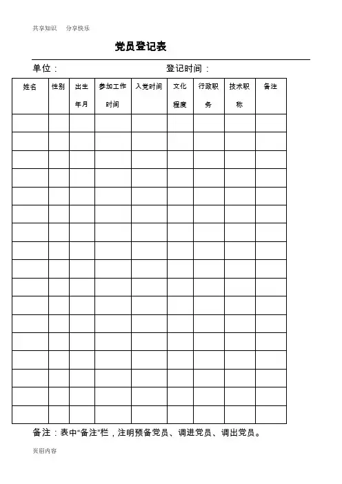 党支部基础工作台帐表格