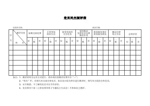 党员民主测评表