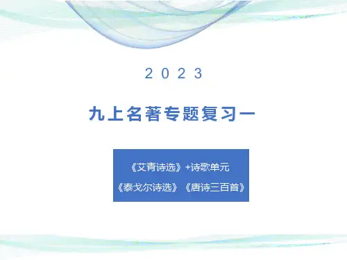 名著专题复习(一)(《艾青诗选》《泰戈尔诗选》《唐诗三百首》)  部编版语文九年级上册