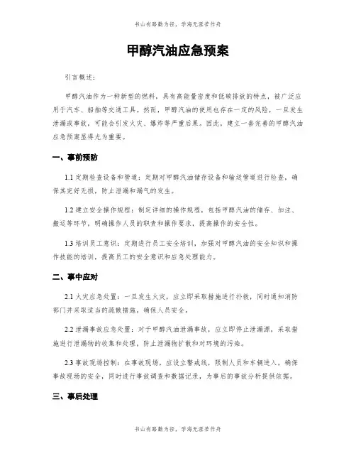 甲醇汽油应急预案