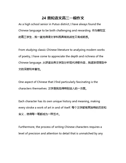 24普陀语文高三一模作文