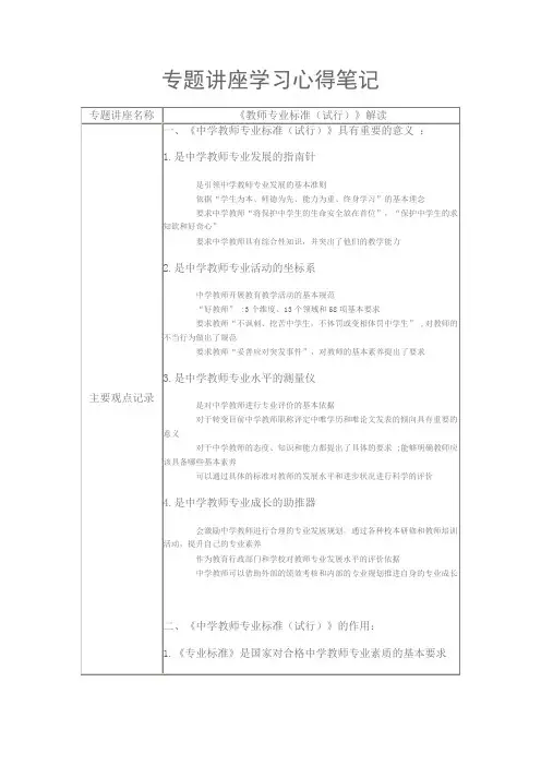专题讲座学习心得笔记1