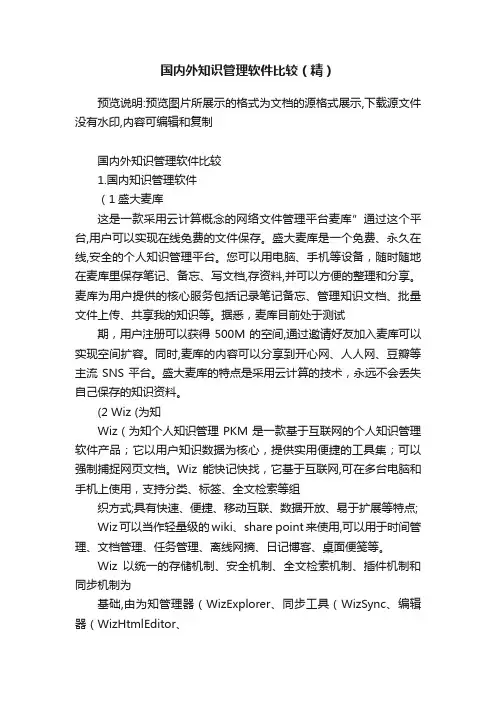 国内外知识管理软件比较（精）