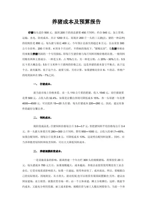 养猪预算报告