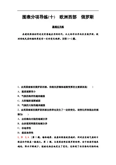 2020高中区域地理 图表分项导练10 欧洲西部 俄罗斯