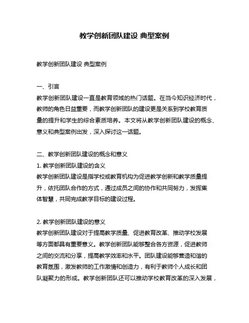 教学创新团队建设 典型案例