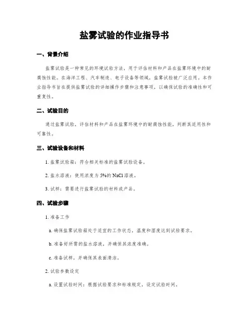 盐雾试验的作业指导书