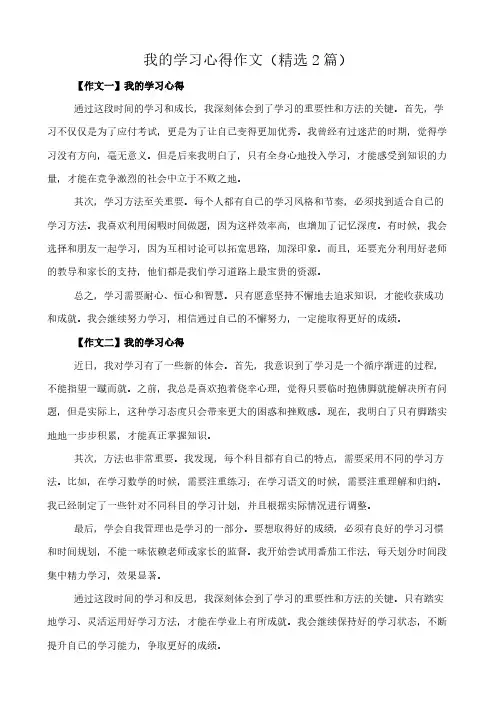 我的学习心得 作文(精选2篇)