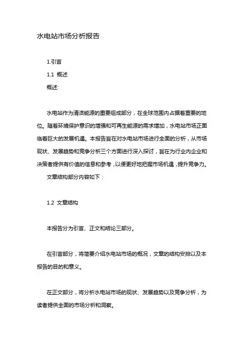 水电站市场分析报告