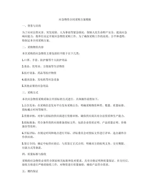 应急物资合同采购方案模板