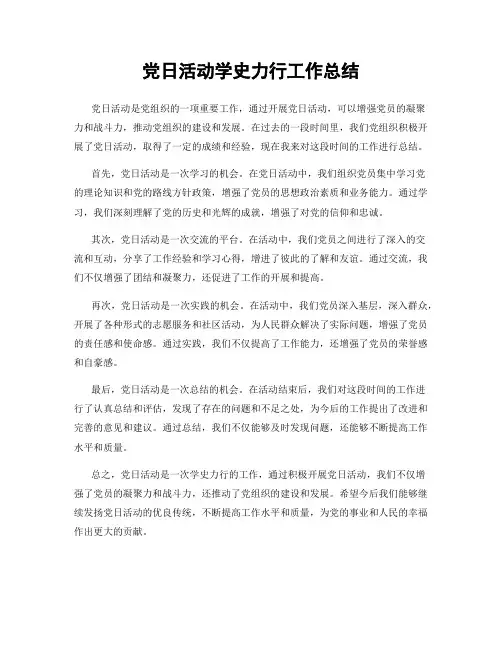 党日活动学史力行工作总结