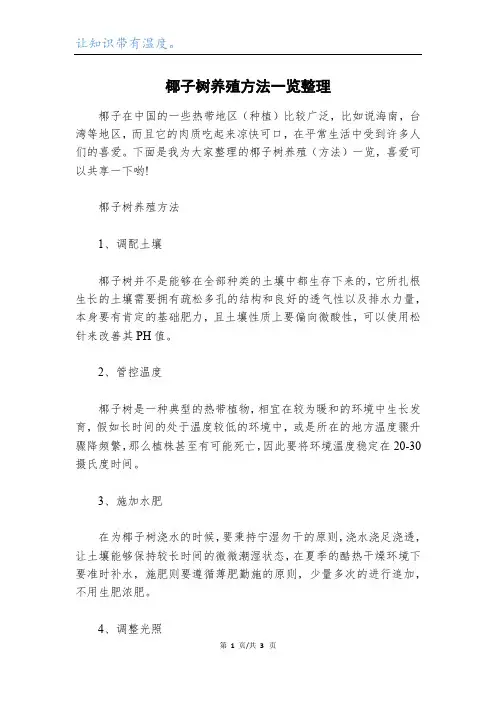 椰子树养殖方法一览整理