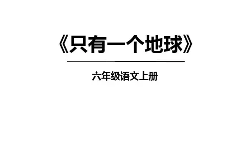  只有一个地球ppt课件